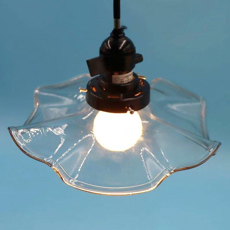 大正ロマン 電笠 電傘 ランプシェード 透明ガラス クリア シンプル