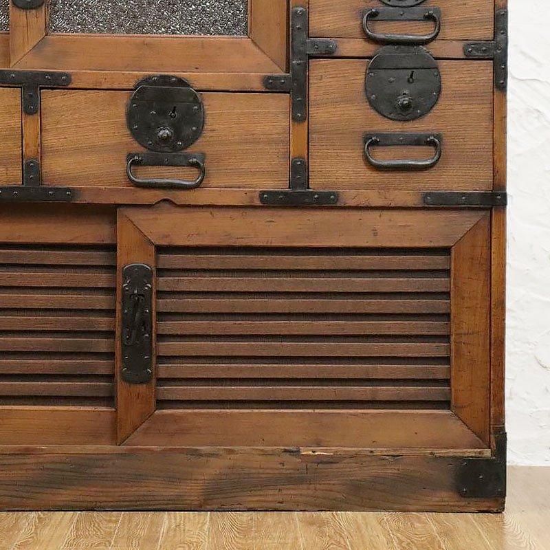 明治時代後期の帳場箪笥｜幅86奥行37高さ93｜アンティーク品