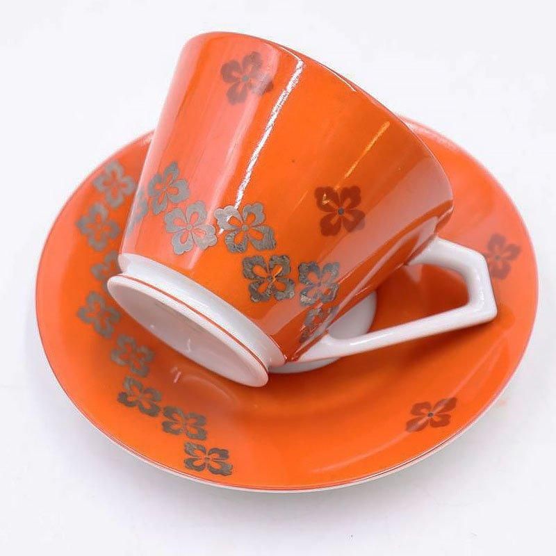 TOTOカップ＆ソーサー｜朱赤花模様｜シンプル＆エレガント