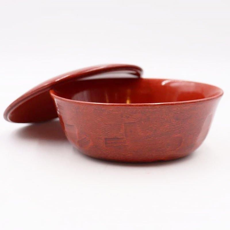 漆器 日本製 朱塗り 蓋もの 大正昭和初期 幅14.5cm