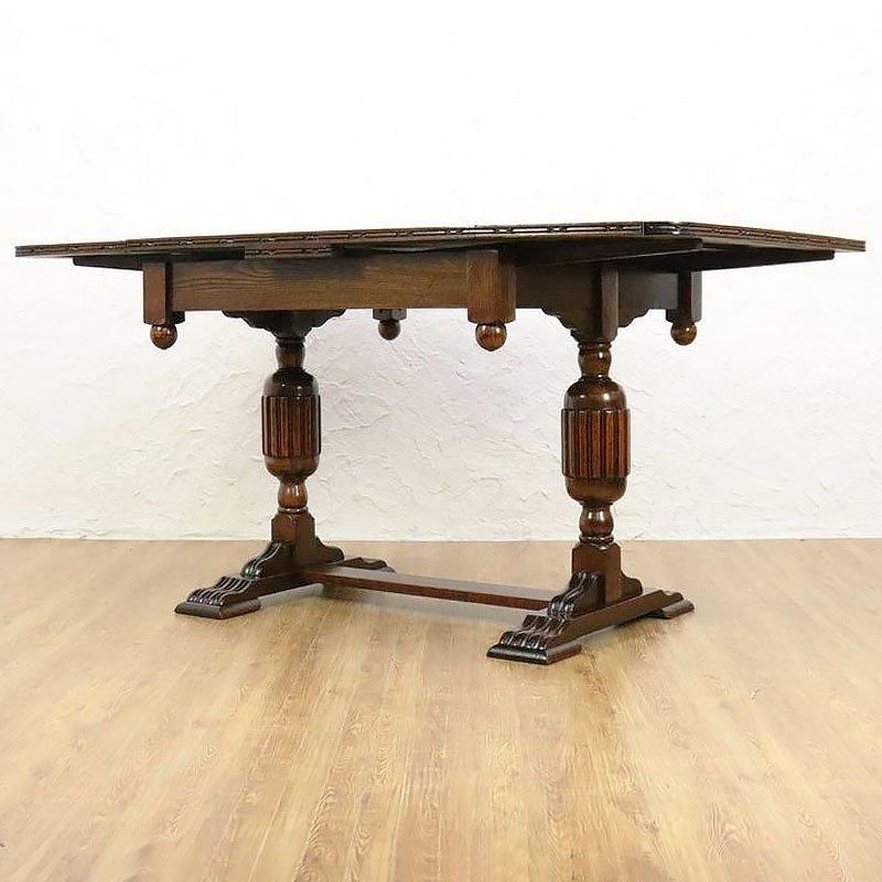 イギリス製アンティーク｜伸長式ドローリーフテーブル（ツイスト脚）
