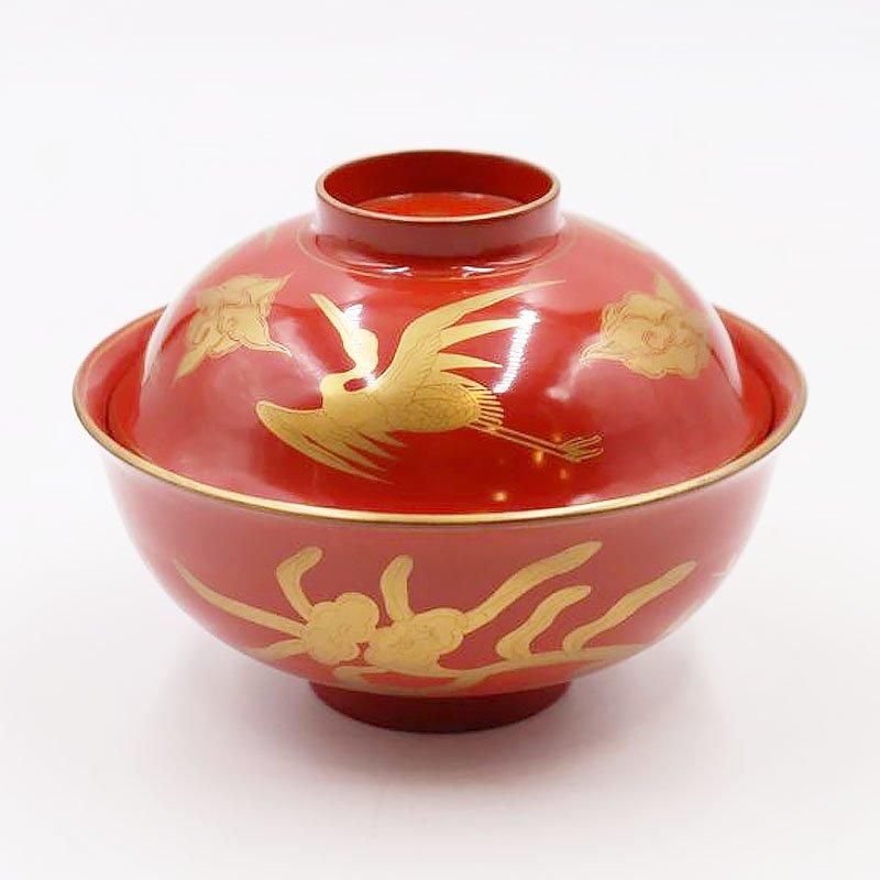 k2f8 朱色 牡丹 蓋付き椀 10客 金色装飾 年代物 k2f8 朱色 牡丹 蓋