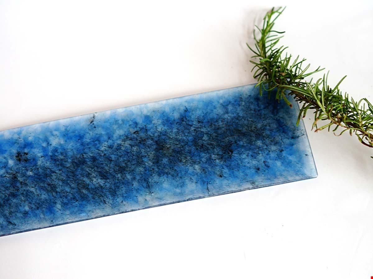 パート・ド・ヴェール プレート W31cm ブルー 宮木英至 | うつわと灯り