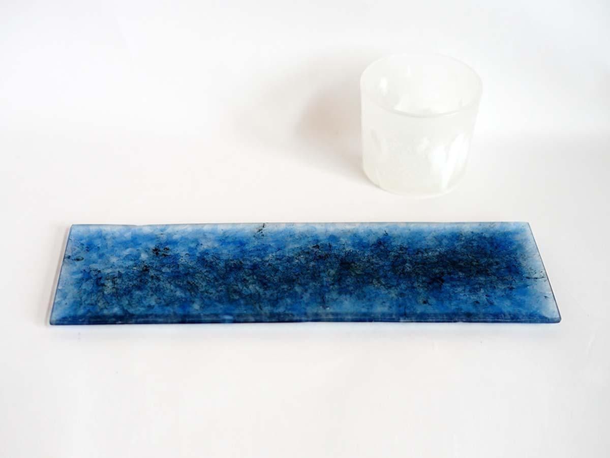 パート・ド・ヴェール プレート W31cm ブルー 宮木英至 | うつわと灯り