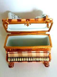 ヴィンテージ 限定 レア リモージュボックス ピアノ 猫 本 LIMOGES 白