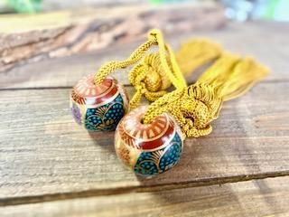 九谷焼 風鎮 掛け軸用 青粒+金花詰(傑作) 小玉-百華園