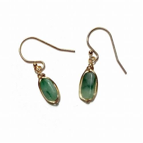 専用】ティアドロップピアス 小滝産翡翠 翠と白のグラデーション