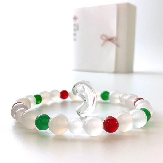 美保岐玉ブレスレット -珠- お守り水晶勾玉付きL 】 御祈玉 赤めのう