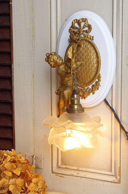 希少】 アールヌーヴォー アンティークランプ 陶器 エンジェル 天使