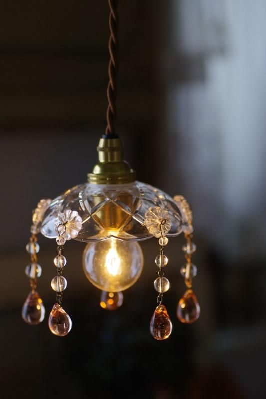 0066eフランスアンティーク小さなピンクガラスドロップミニ