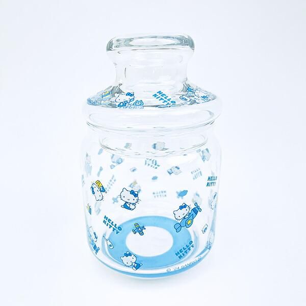 サンリオ ハローキティ ガラスキャニスター (水色) 日本製 Sanrio