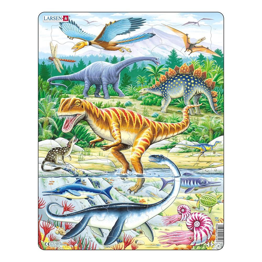 ①恐竜ジグソーパズル プテラノドン他17名 アルミ額50×74㎝完成品 極美