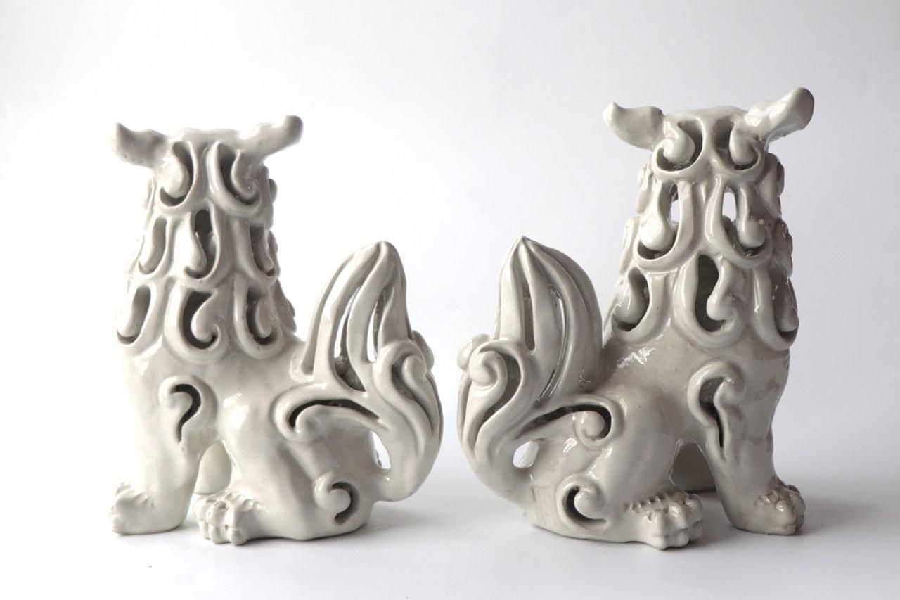 育陶園獅子 | 透かし彫り乳白 - 育陶園 やちむんの窯元｜沖縄の陶器 和