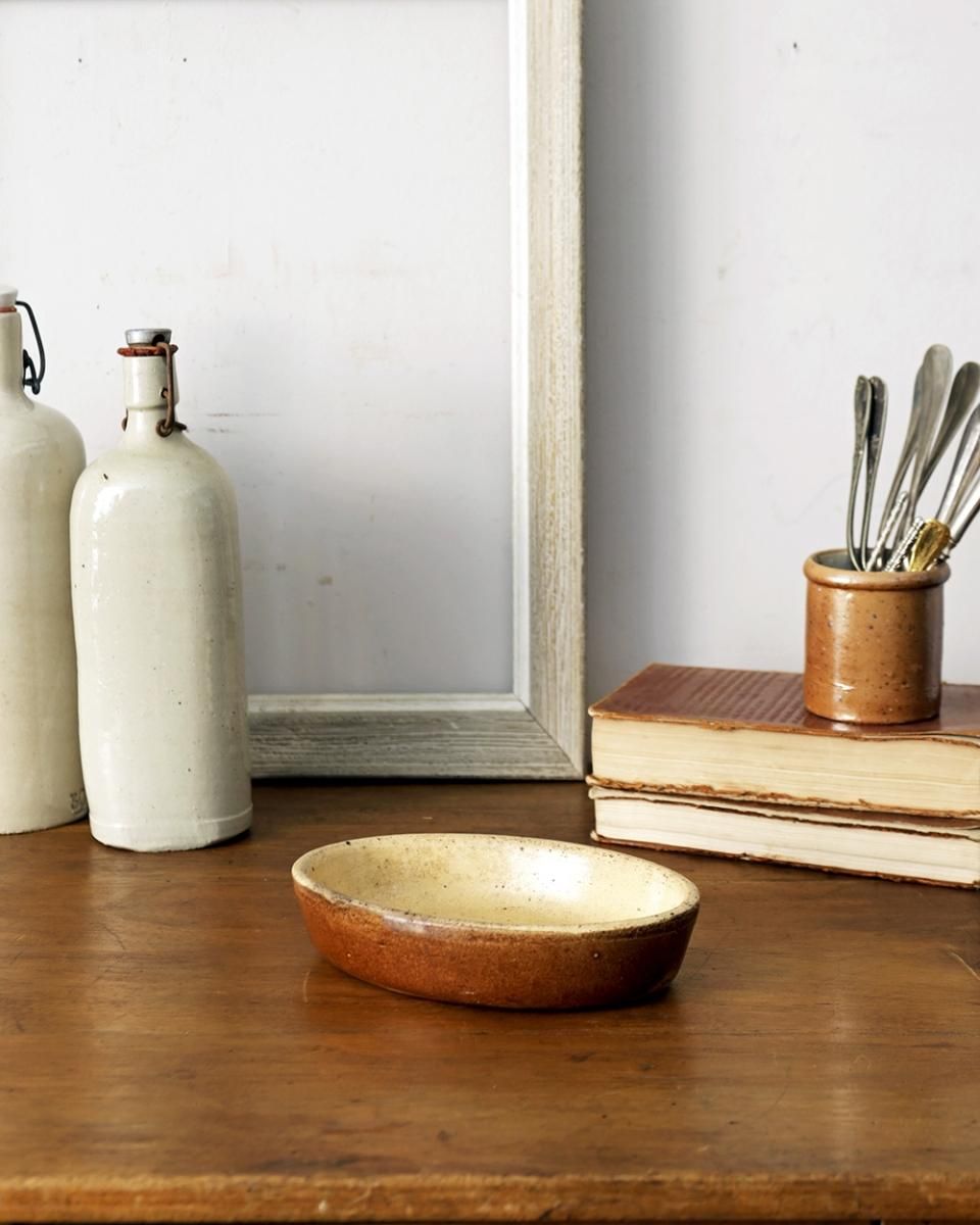 フランスアンティーク】テラコッタ製 オーバル耐熱皿 グラタン皿