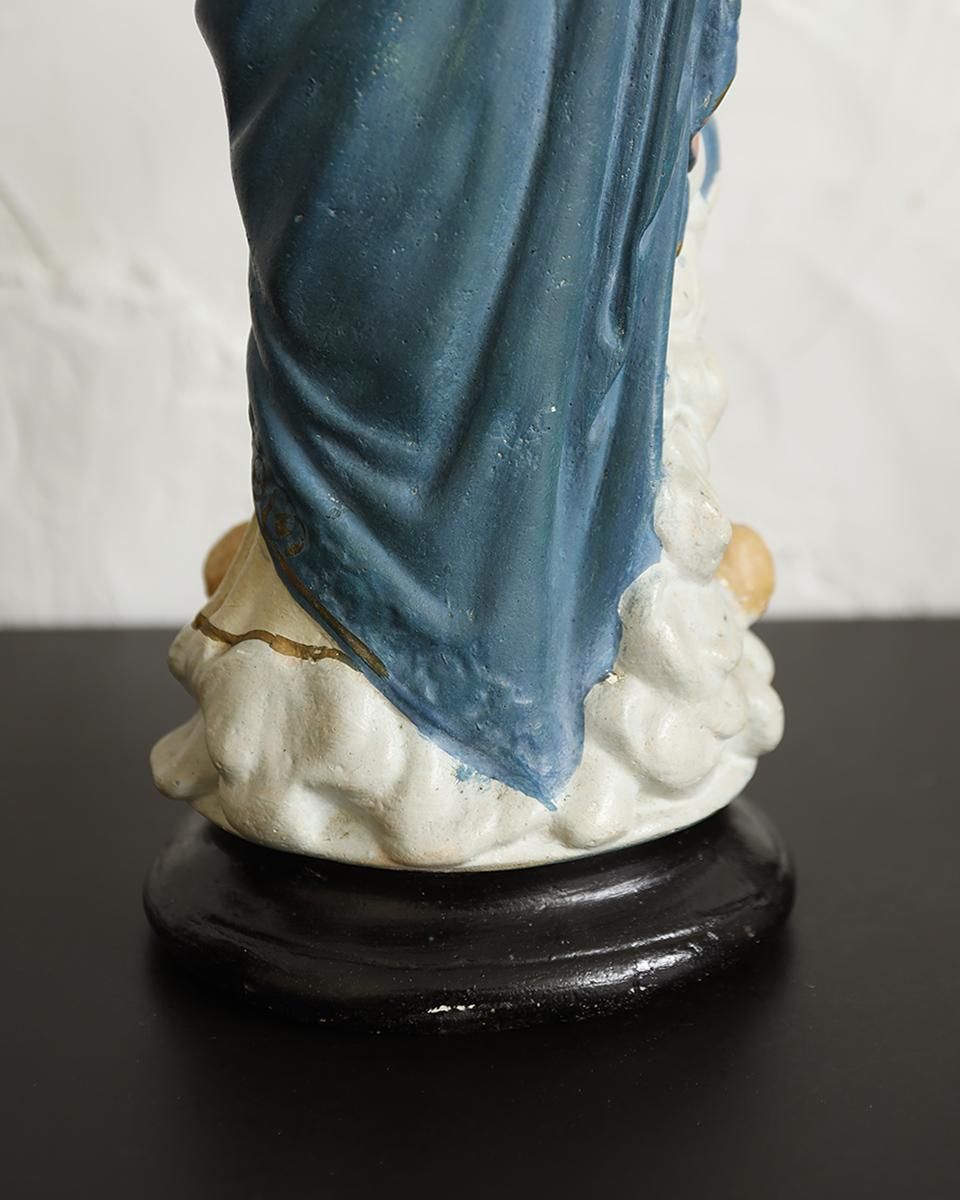 フランスアンティーク 聖母マリア様の石膏像 幼子のイエス・キリスト像