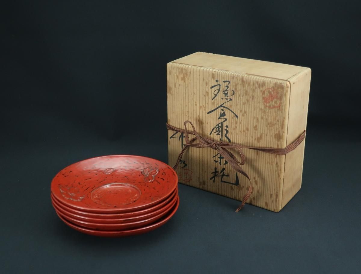 鎌倉彫茶托 五枚組 / 'Kamakurabori' Tea cup Saucers set of 5