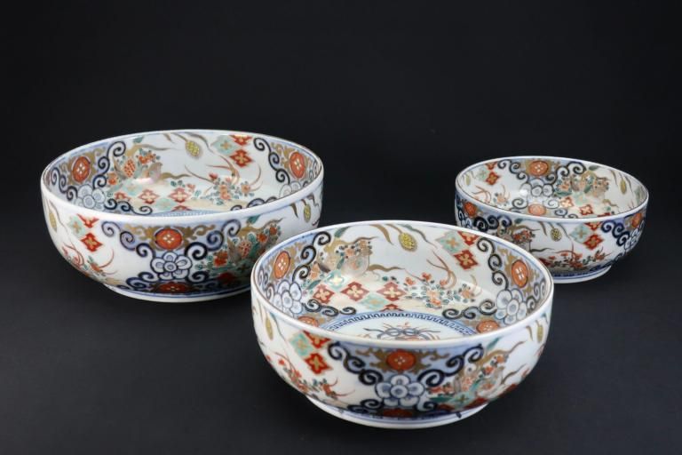 どっしり迫力ある花籠色絵の伊万里大壺 検古伊万里骨董古道具花活