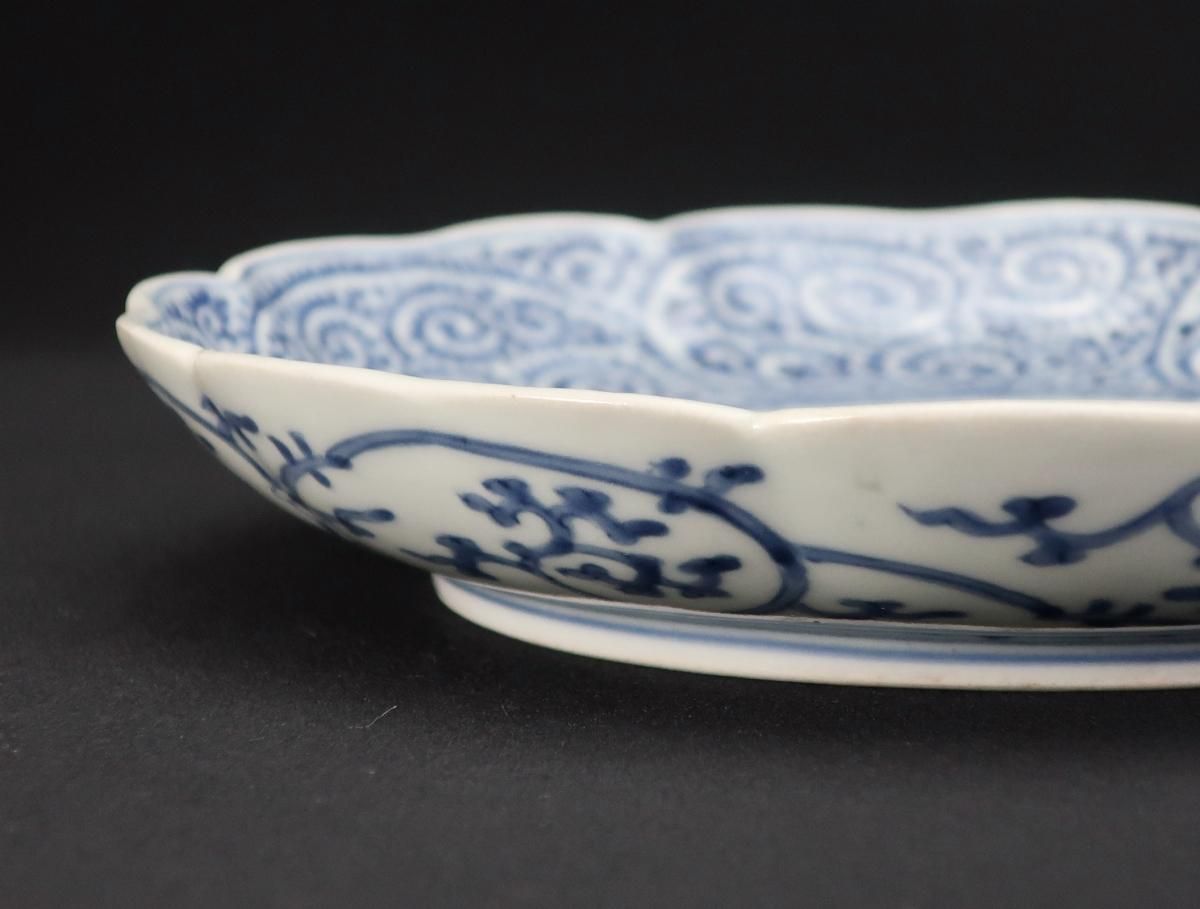 古伊万里染付蛸唐草文なます皿4枚 [B26416] 古伊万里染