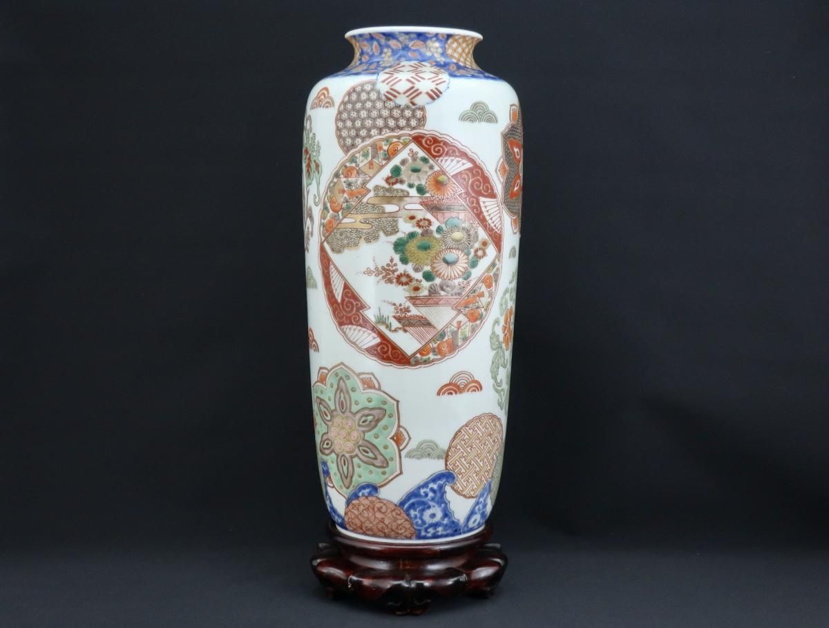 OKURA 大倉陶園 浮き彫り葉文 花瓶飾り壺 花器 白磁 金縁 高23.8 花瓶