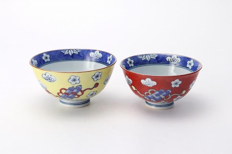 徳七窯 染錦宝袋茶付 ペア