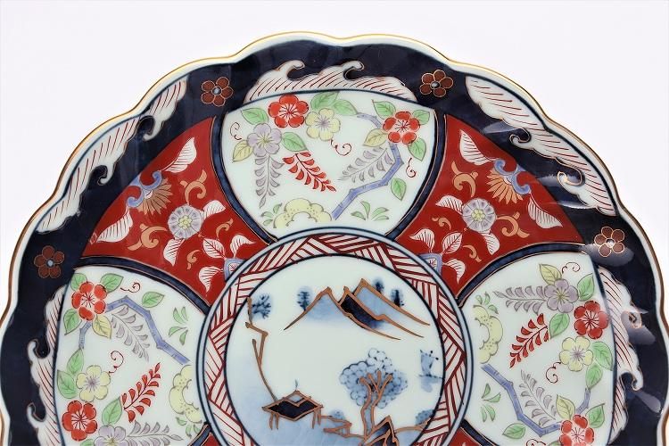 古伊万里 瀬兵窯 絢爛豪華 色絵 菊割 Ф20.2㎝ 銘々皿 5