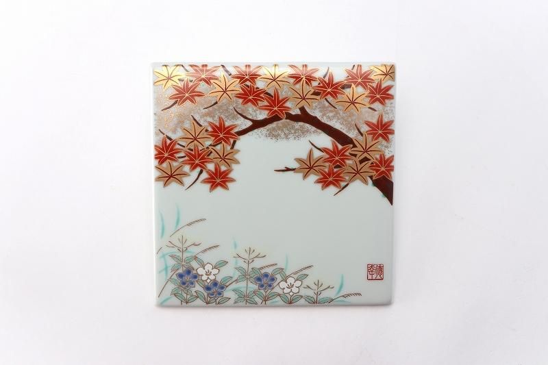 徳幸窯 紅葉絵プレート(箱入り)
