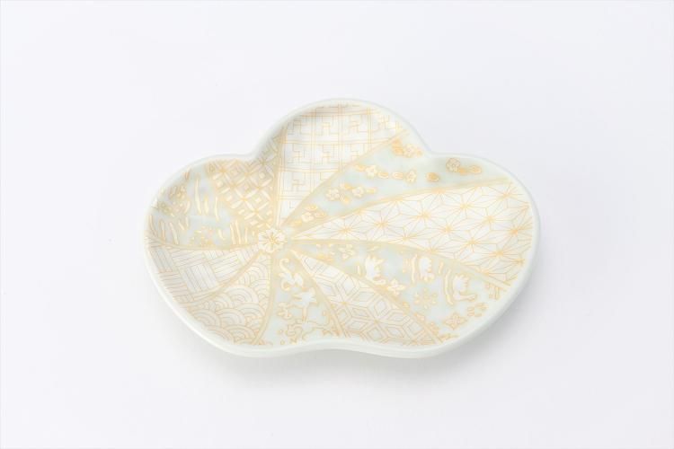 MURANO ムラノ 金彩 レース 木葉モチーフ 皿 MURANO ムラノ 金彩