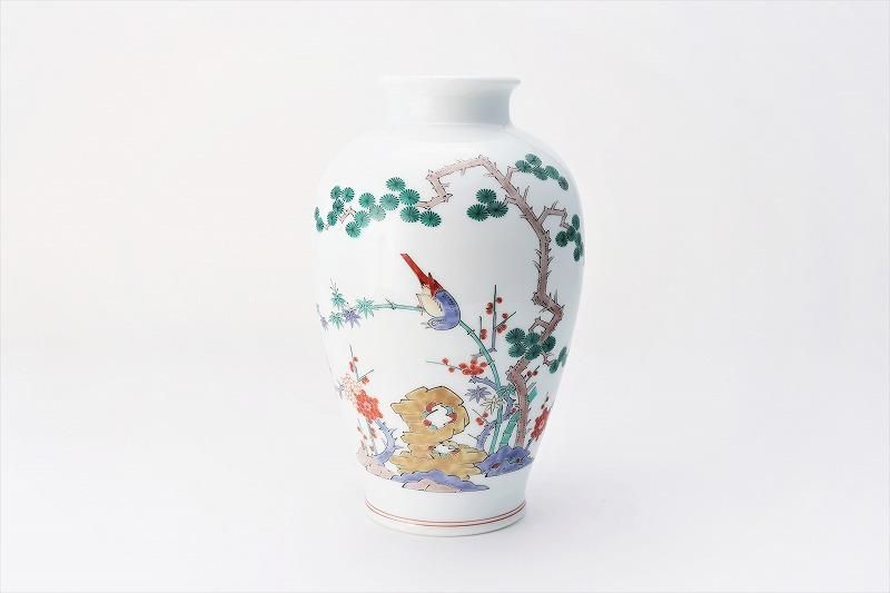 柿右衛門窯 松竹梅鳥文7寸花瓶