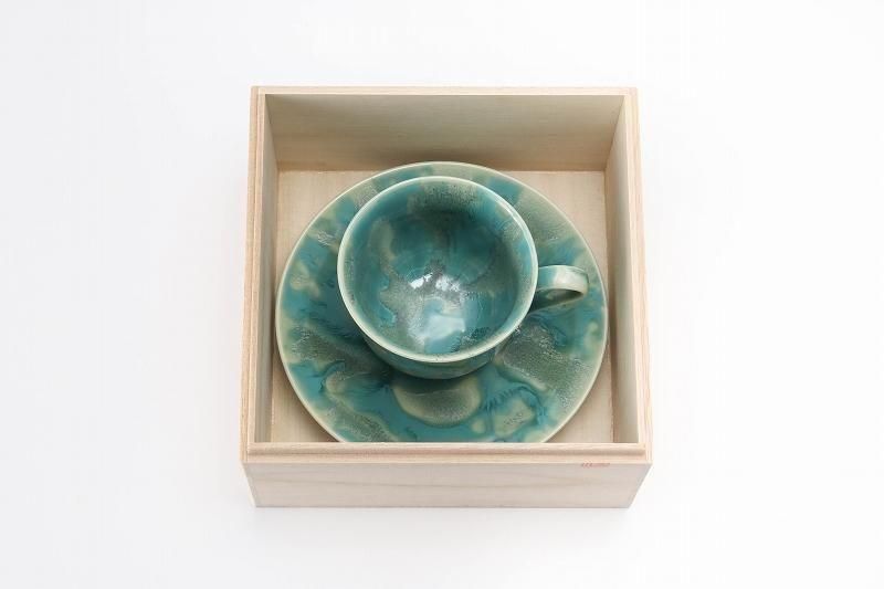 ☆真右ェ門窯 九州夫作 若葉の頃 珈琲碗 緑