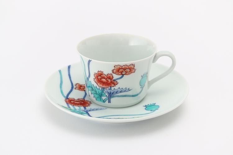 今右衛門窯 芥子絵碗皿