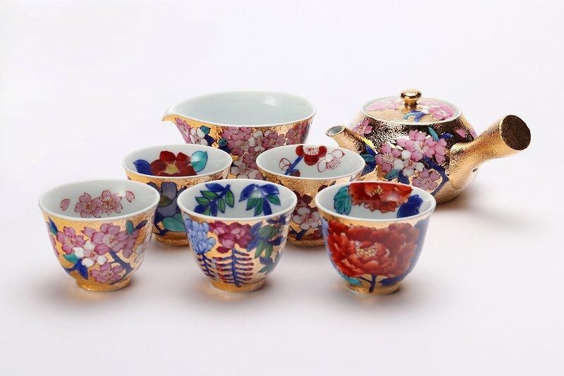 有田焼 金龍窯 金彩梅絵 宝瓶 煎茶道具 有田焼 金龍窯 伝統工芸師