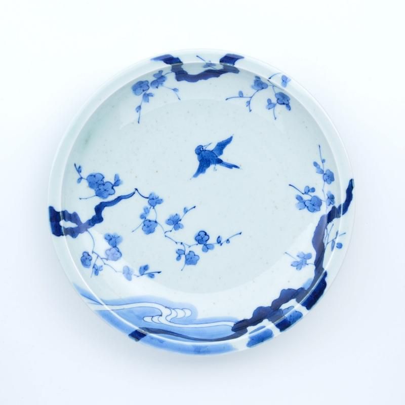 染付梅鳥文 7寸皿 | ZOA プライムシリーズ - 有田焼のまるぶん