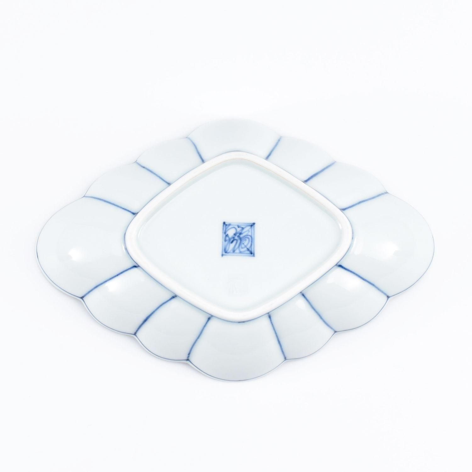 和食器 茶懐石 粟田焼 染付 仁清写菊唐草文 向付 十客 時代箱 V 9296