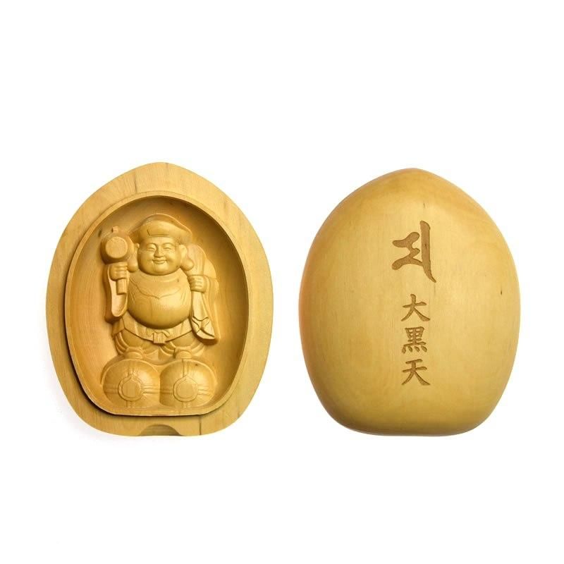 柘植懐中仏/香合仏 【大黒天】 ※巾着袋・紙箱付き