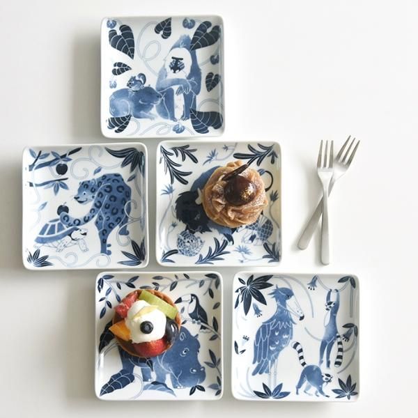 染付古波佐見 |正角皿S【 natural69】公式オンラインショップ