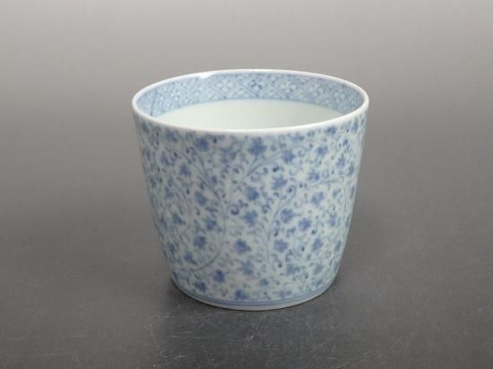 古伊万里 みじん唐草猪口 銀ホヤ付 【公式通販】