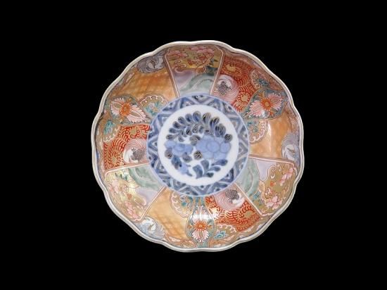 古伊万里 金襴手 鶴に松竹梅の図 4寸皿 2枚 E355AS-CBq