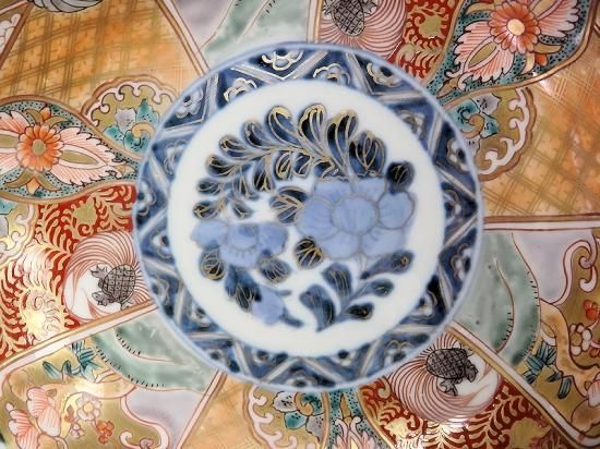 古伊万里色絵金襴手松竹梅鶴輪花七寸皿5枚21.5㎝窓絵帆舟