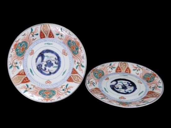 古伊万里 伊万里 大聖寺伊万里 大皿 双龍 八寸皿 3客 古伊万里 伊万里