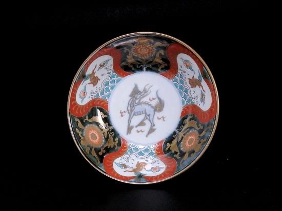 古伊万里 色絵 獅子に波千鳥の図 膾皿 春寒鉢 4客 CZd 古伊万里 色絵