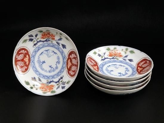 大聖寺伊万里 金襴手 毘沙門亀甲紋に松竹梅 四方角皿3枚 C775AS-fbbj