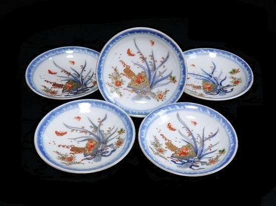 皿伊万里染付皿蝶形皿5枚セット