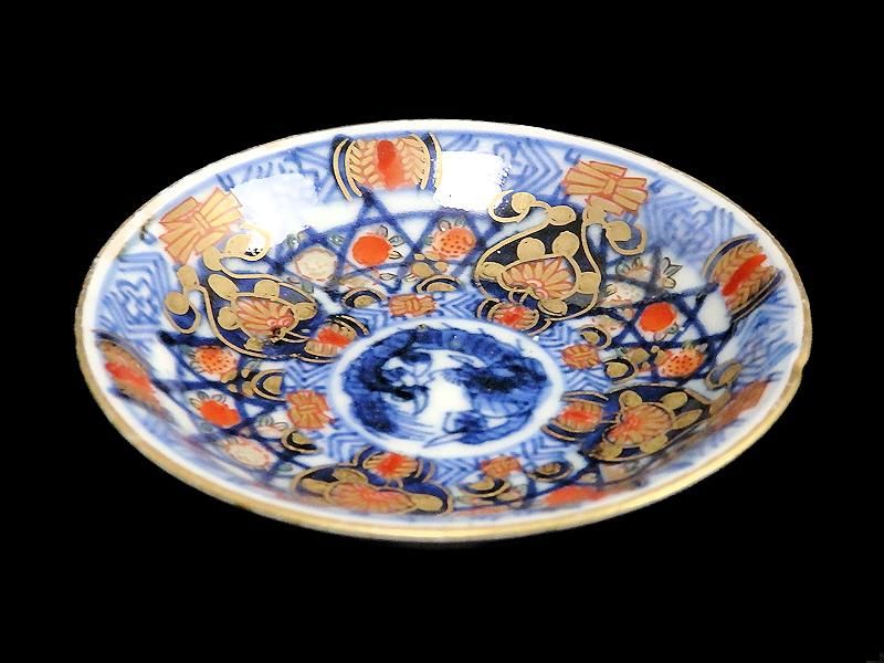 古伊万里 金襴手 団龍紋に花図 豆皿