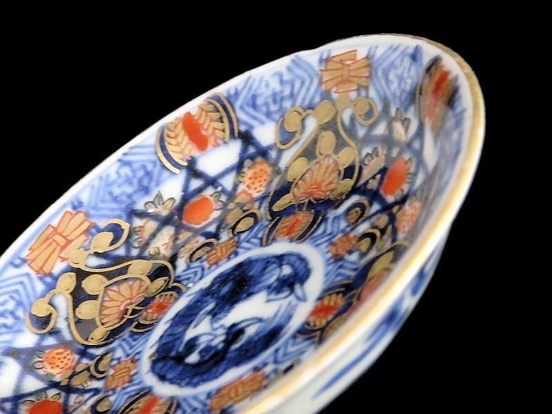 古伊万里 金襴手 団龍紋に花図 豆皿