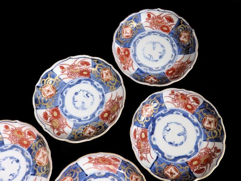 DAj 古伊万里 染付 菊花紋様の図 7寸皿 古伊万里 染付 菊花模様図 7寸半皿