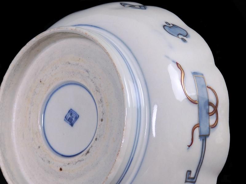 古伊万里 金襴手 月に鷺図 大振膾皿 5客セット