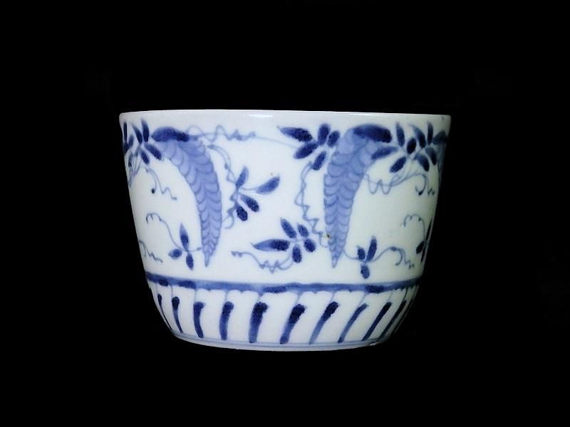 213 古伊万里大振染付松松葉吹雪図蕎麦猪口 無疵美品 江戸前期 213 古