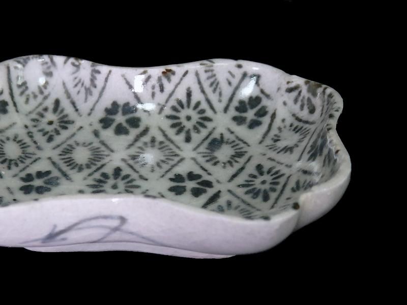 古伊万里型刷印判桜に菊花紋変形皿D288AS-CWf