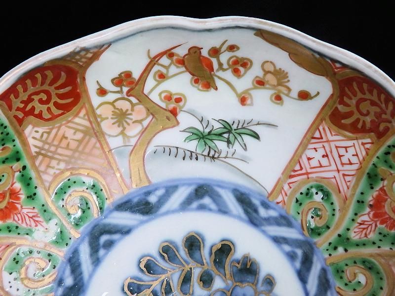 古伊万里 金襴手 牡丹に松竹梅図 4寸皿 5枚セット