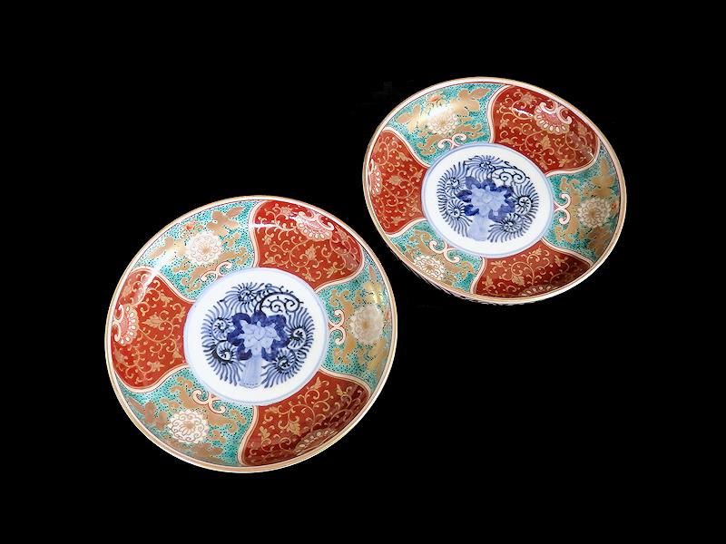 古伊万里 金襴手 金唐草 春駒に菊の図 5寸皿 5枚 D819AS-CBz 販売 古